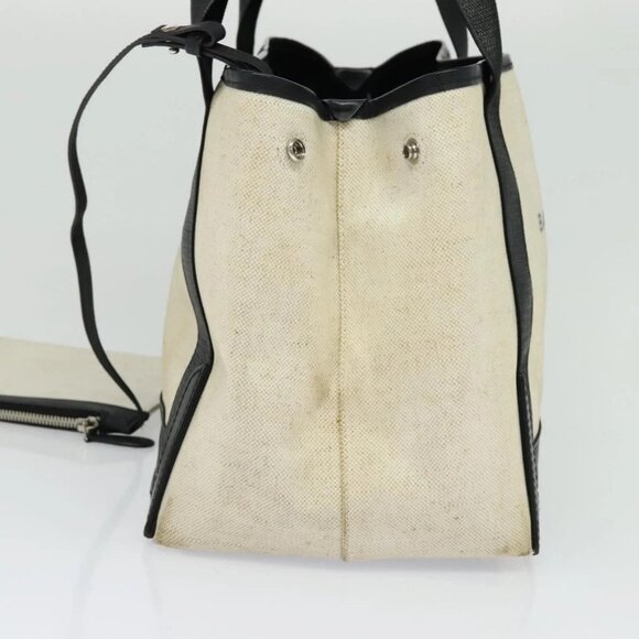 BALENCIAGA Navy Kabas Hand Bag Canvas Ivory Silver - Picture 4 of 16